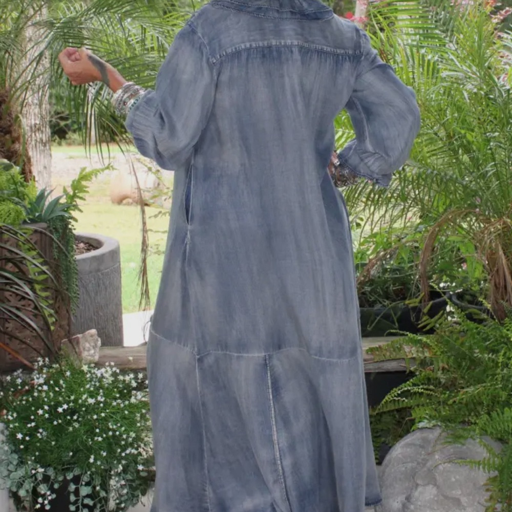 Jaded Gypsy A Ruffle in time Denim Maxi Dress New - Picture 2 of 4